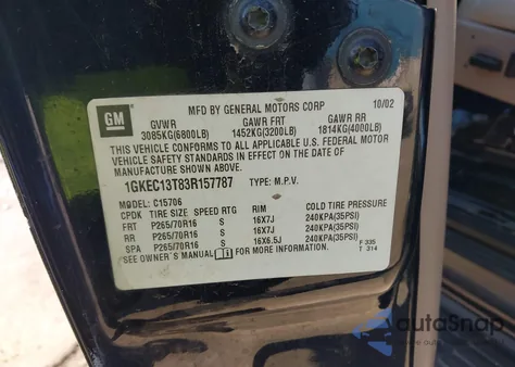 2003 GMC Yukon Sle/Slt z USA, uszkodzony, nr VIN 1GKEC13T83R1577